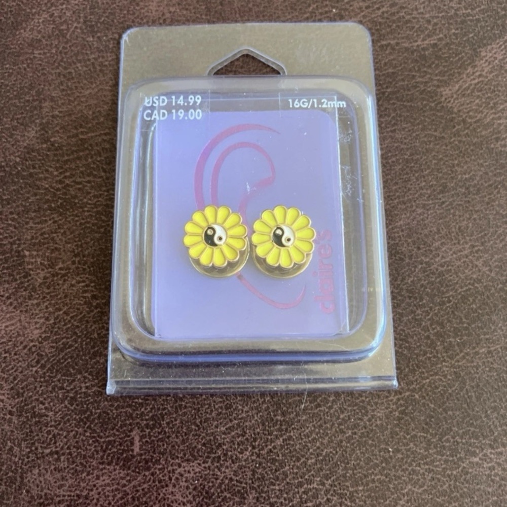 Claire's Ying Yang post earrings.